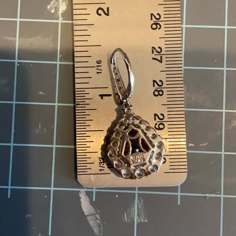 Teardrop citrine and CZ pendant and Earrings - Picture 4 of 5